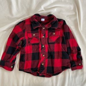 Red & Black Buffalo Plaid Long Sleeve Button Up